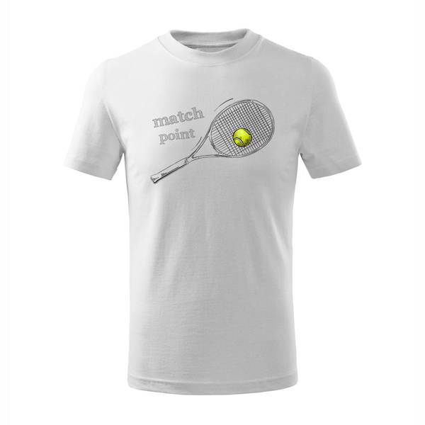 Koszulka dla dzieci dziecięca tenis tenisowa z rakietą do tenisa biała