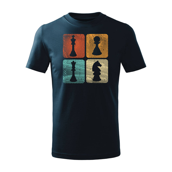 Koszulka dla dzieci dziecięca szachy dla szachisty z szachami w szachy granatowa