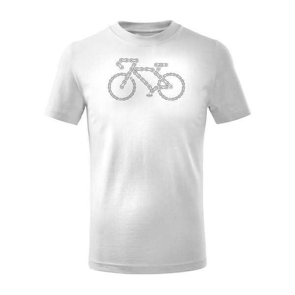 Koszulka dla dzieci dziecięca rowerowa na rower z rowerem górskim MTB Downhill Mountain Bike biała