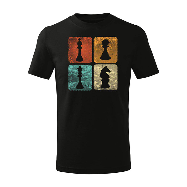 Koszulka dla dzieci dziecięca szachy dla szachisty z szachami w szachy czarna