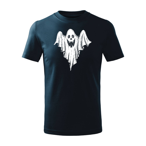 Koszulka dla dzieci dziecięca z duchem z duchami halloween na halloween granatowa