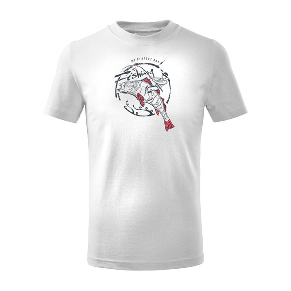 Koszulka dla dzieci dziecięca na ryby dla wędkarza wędkarska fishing karp biała