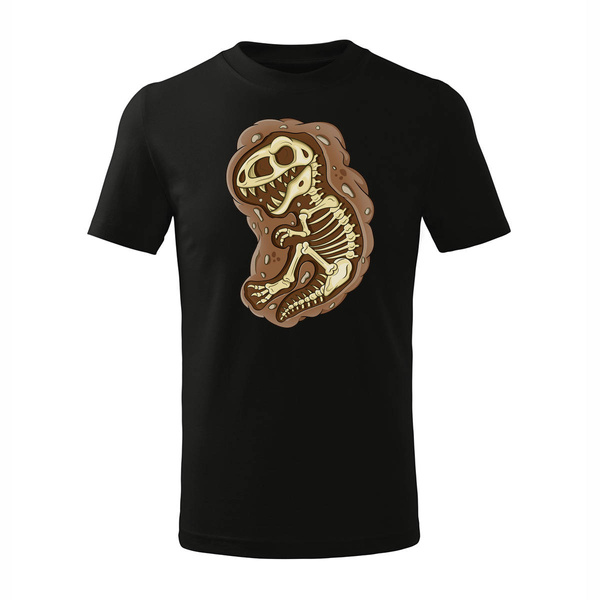 Koszulka dziecięca ze szkieletem dinozaura szkielet dinozaura czarna