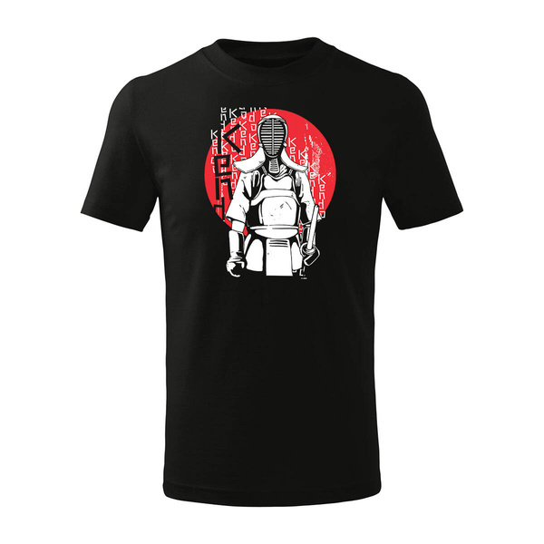 Koszulka dla dzieci dziecięca azjatycka japońska kendo z samurajem ninja karate czarna