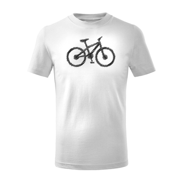 Koszulka dla dzieci dziecięca rowerowa na rower z rowerem górskim MTB Downhill Mountain Bike biała