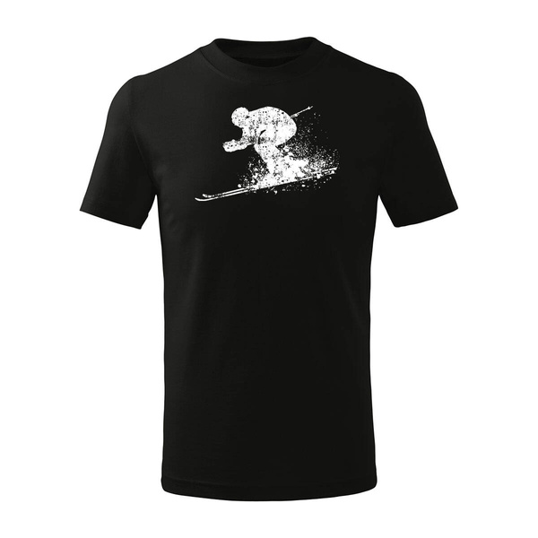 Koszulka dla dzieci dziecięca narciarska na narty narciarz Carving dla narciarza czarna