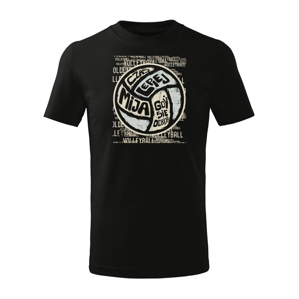 Koszulka dla dzieci dziecięca do siatkówki z siatkówką siatkówka volleyball czarna