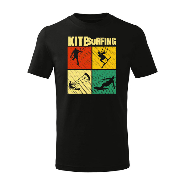 Koszulka dla dzieci dziecięca z kitesurfing kitesurfingiem czarna