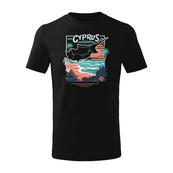 Koszulka dla dzieci dziecięca Cypr pamiątka z Cypru z Cyprem czarna