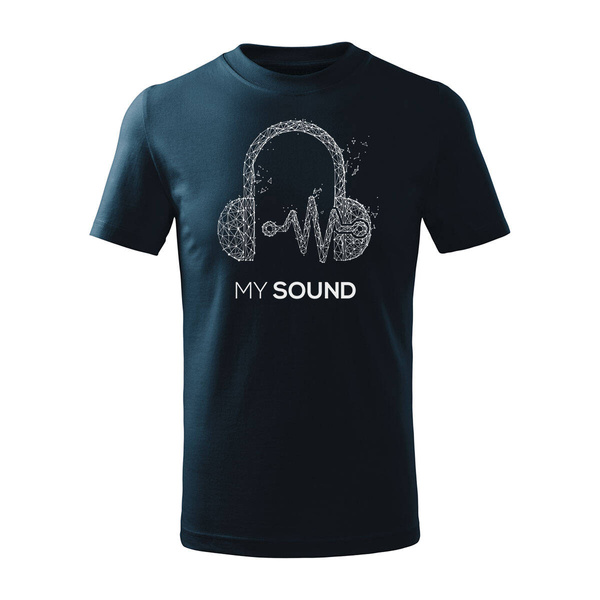 Koszulka dla dzieci dziecięca ze słuchawkami słuchawki DJ My Sound granatowa