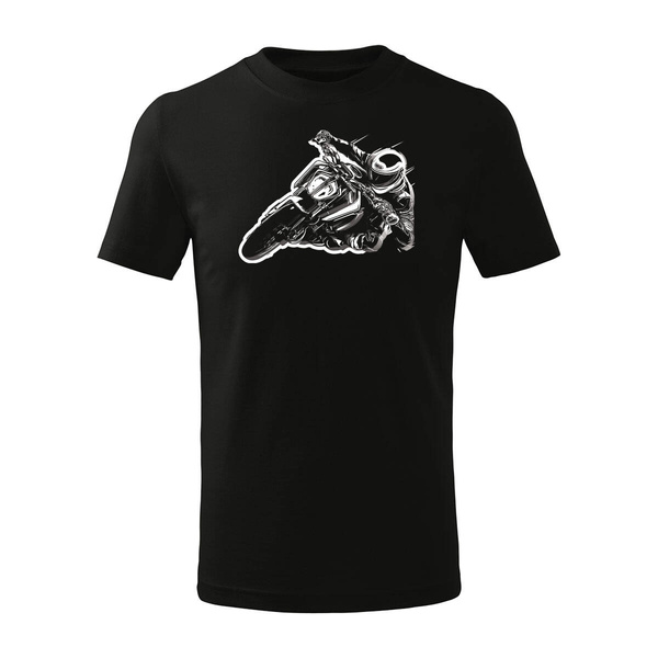 Koszulka dla dzieci dziecięca motocyklowa na motor z motocyklem ścigacz czarna