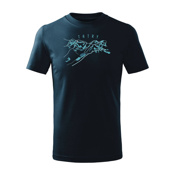 Koszulka dla dzieci dziecięca z górami w góry turystyczna z Tatrami Tatry trekkingowa granatowa
