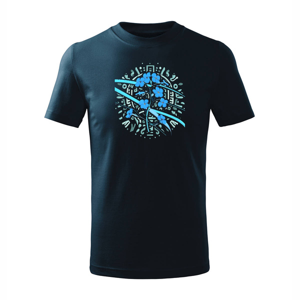 Koszulka dla dzieci dziecięca z niezapominajką niezapominajka dzień niezapominajki ekologa granatowa