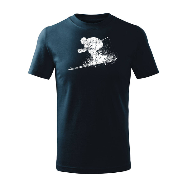 Wyprzedaż - koszulka dla dzieci dziecięca narciarska na narty narciarz Carving dla narciarza granatowa