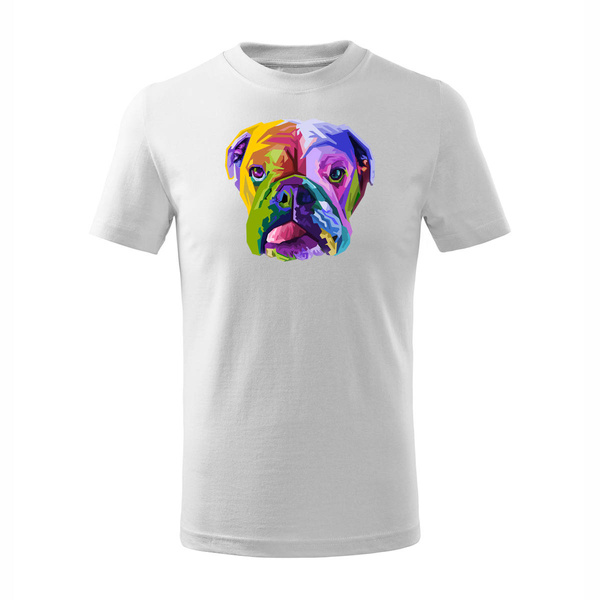 Koszulka dziecięca z psem bulldog angielski bulldogiem angielskim buldog biała