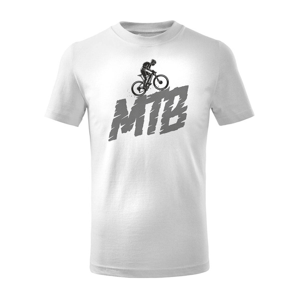 Koszulka dla dzieci dziecięca rowerowa na rower z rowerem górskim MTB Downhill Mountain Bike biała
