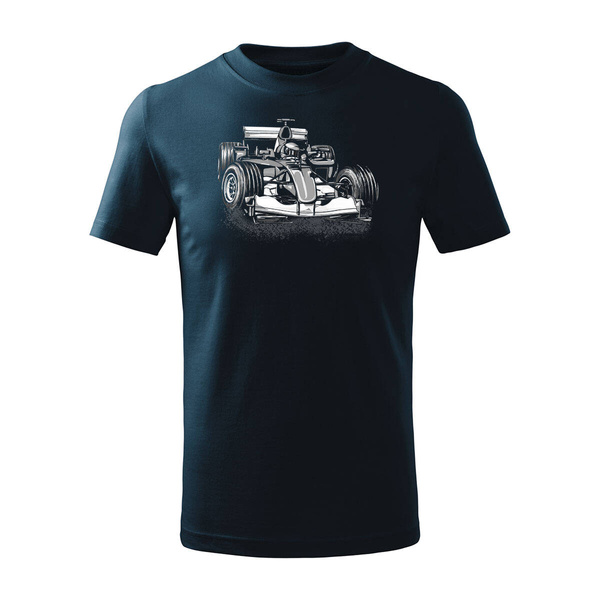 Koszulka dla dzieci dziecięca z formułą 1 formuła 1 F1 bolidem formuły granatowa