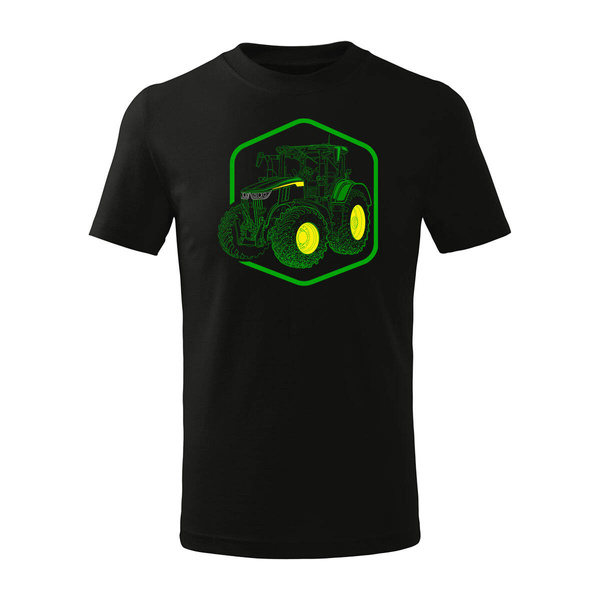 Koszulka dla dzieci z traktorem John Deere dla rolnika czarna