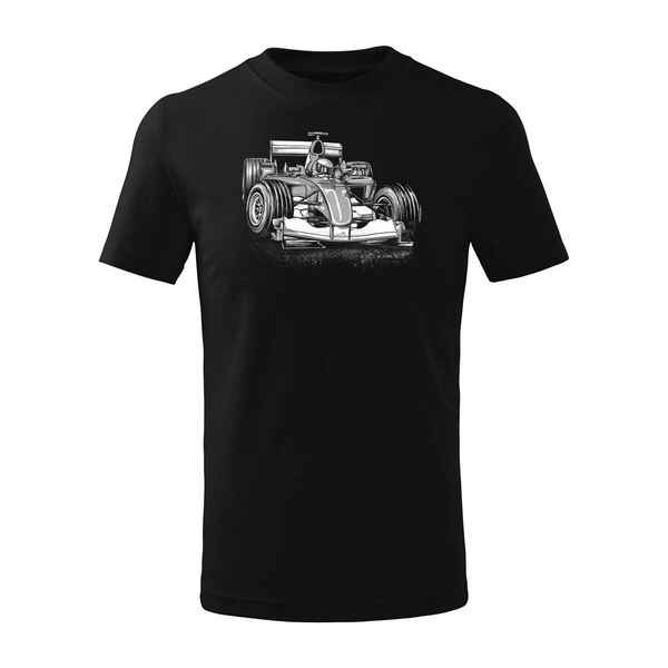 Koszulka dla dzieci dziecięca z formułą 1 formuła 1 F1 bolidem formuły czarna