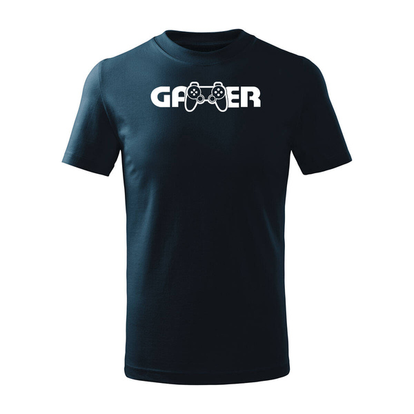 Koszulka dla dzieci dziecięca z padem dla gracza gamer gamingowa pad ps4 ps5 granatowa