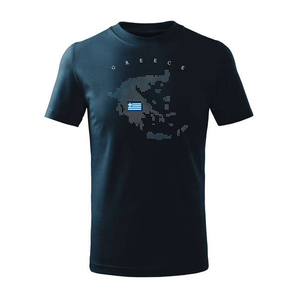 Koszulka dla dzieci dziecięca Grecja Mapa Grecji Zakyntos Kefalonia granatowa