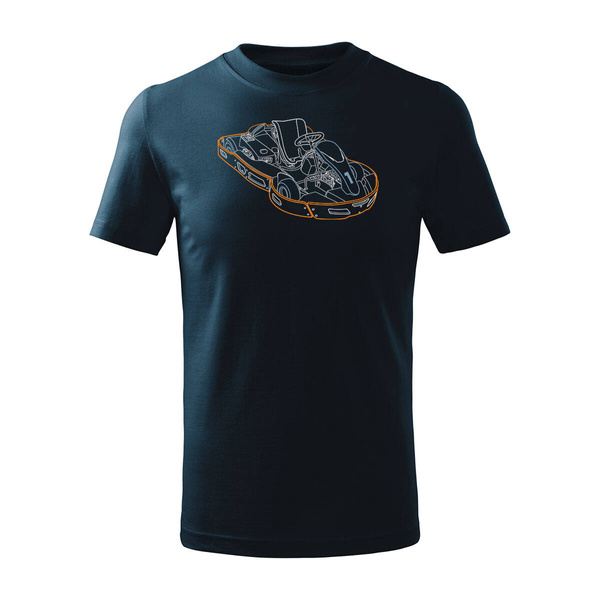 Koszulka dla dzieci dziecięca z gokartem na gokarta gokart gokarty granatowa