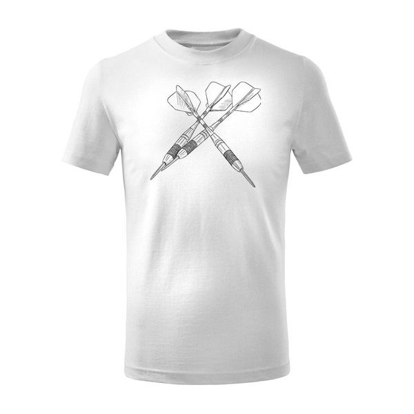 Koszulka dla dzieci dziecięca z rzutkami Dart Master rzutki gra w Darta biała