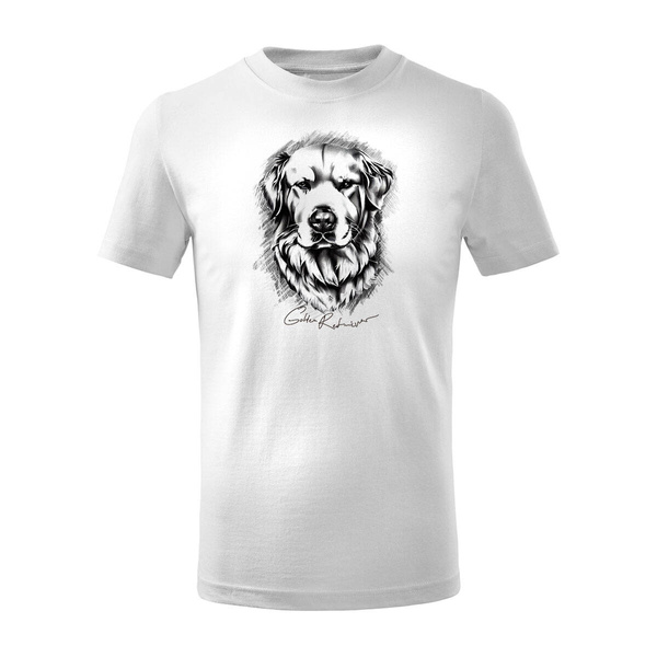 Koszulka dla dzieci dziecięca z psem Golden Retriever Goldenem Retrieverem biała