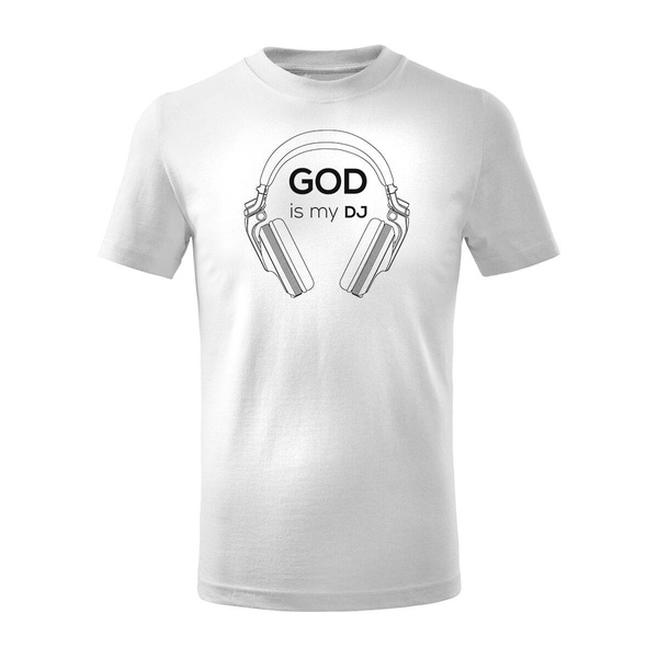 Koszulka dla dzieci dziecięca ze słuchawkami słuchawki DJ biała