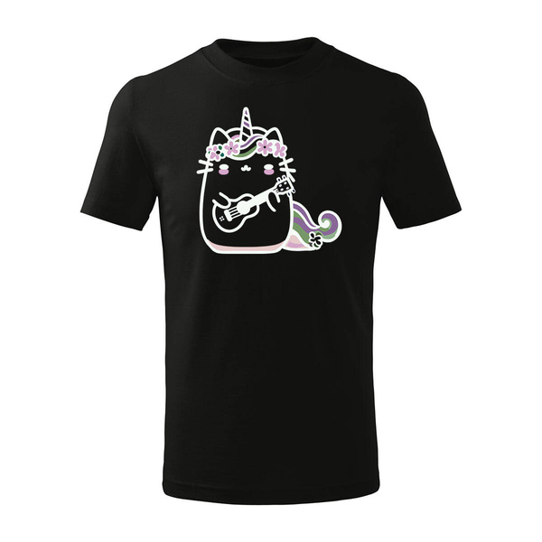 Koszulka dla dzieci dziecięca z jednorożcem grającym na ukulele jednorożec czarna