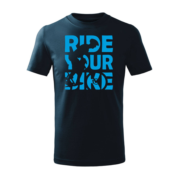 Koszulka dla dzieci dziecięca rowerowa na rower z rowerem górskim MTB Downhill Mountain Bike granatowa