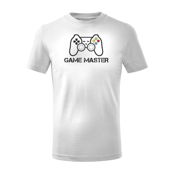 Koszulka dla dzieci dziecięca z padem dla gracza gamer gamingowa pad ps4 ps5 biała