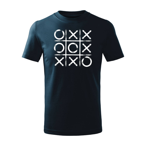 Koszulka dla dzieci dziecięca z grą kółko i krzyżyk granatowa