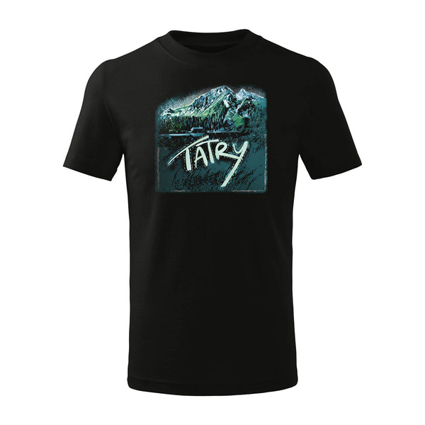 Koszulka dla dzieci dziecięca z górami w góry turystyczna z Tatrami Tatry Słowacja trekkingowa czarna