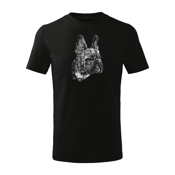Koszulka dla dzieci dziecięca z psem buldogiem francuskim buldog francuski czarna