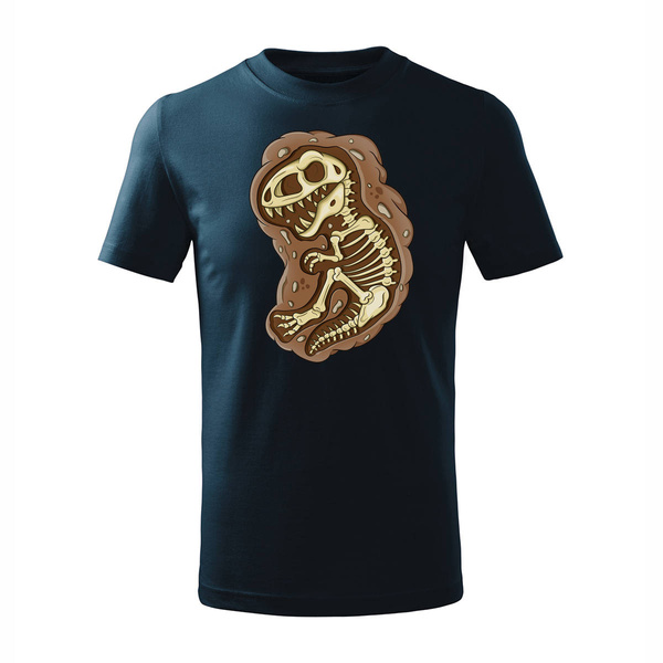 Koszulka dziecięca ze szkieletem dinozaura szkielet dinozaura granatowa