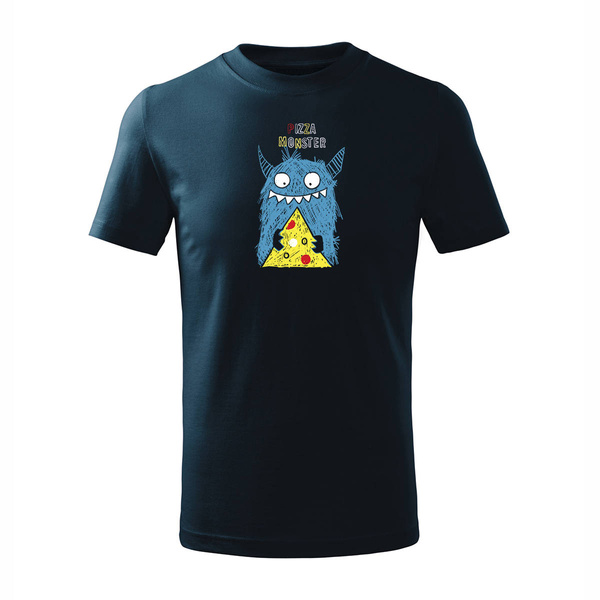 Koszulka dla dzieci dziecięca z pizzą pizza monster smakosza pizzy granatowa