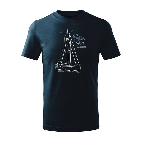 Koszulka dla dzieci z jachtem jacht żaglówką żaglówka yacht regaty granatowa