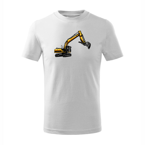 Koszulka dziecięca z koparką koparka w koparki biała