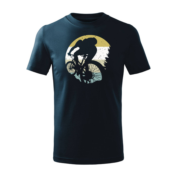 Koszulka dla dzieci dziecięca rowerowa na rower z rowerem górskim MTB Downhill Mountain Bike granatowa