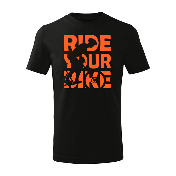 Koszulka dla dzieci dziecięca rowerowa na rower z rowerem górskim MTB Downhill Mountain Bike czarna