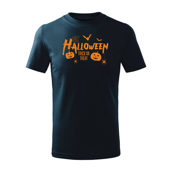 Koszulka dla dzieci dziecięca z dynią dyniami w dynie pająki halloween na halloween granatowa