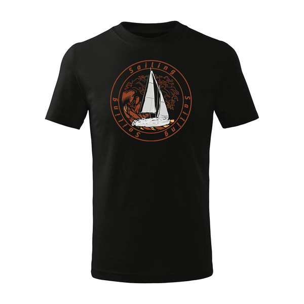 Koszulka dla dzieci z jachtem jacht żaglówką żaglówka yacht regaty czarna