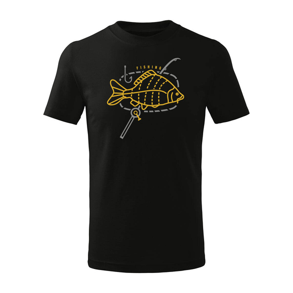 Koszulka dla dzieci dziecięca na ryby dla wędkarza wędkarska fishing karp czarna