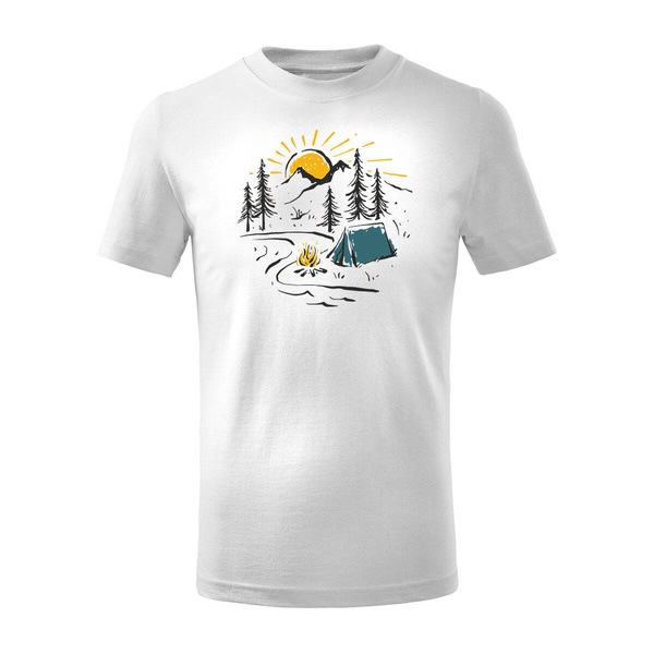 Koszulka dla dzieci dziecięca w góry biwak namiot tatry outdoor trekkingowa biała