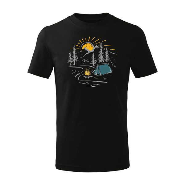 Koszulka dla dzieci dziecięca w góry biwak namiot tatry outdoor trekkingowa czarna