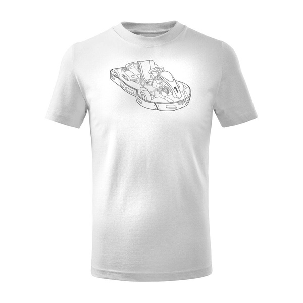 Koszulka dla dzieci dziecięca z gokartem na gokarta gokart gokarty biała