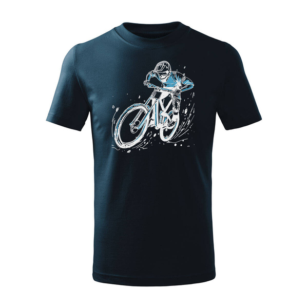 Koszulka dla dzieci dziecięca rowerowa na rower z rowerem górskim MTB Downhill Mountain Bike granatowa