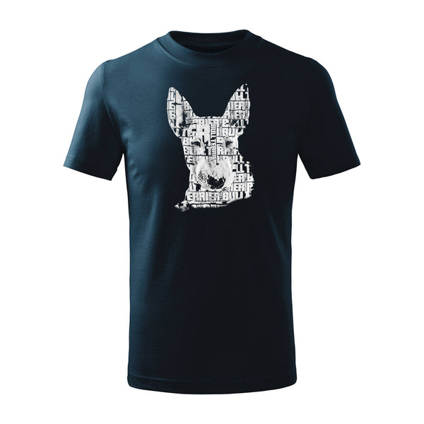 Koszulka dla dzieci dziecięca z bulterierem bulterier bull terrier granatowa