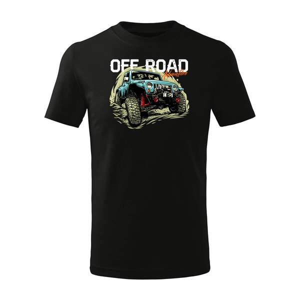 Koszulka dla dzieci dziecięca rajdowa z jeepem jeep offroad off road off-road 4x4 czarna